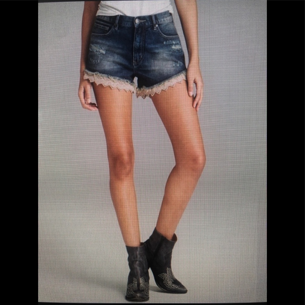 Free People Lace hem jean shorts 27